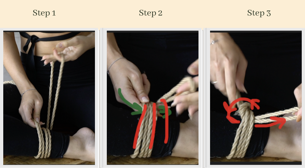 Single column tie steps 1-3 from Shibari Mastery course by Voudou Ropes