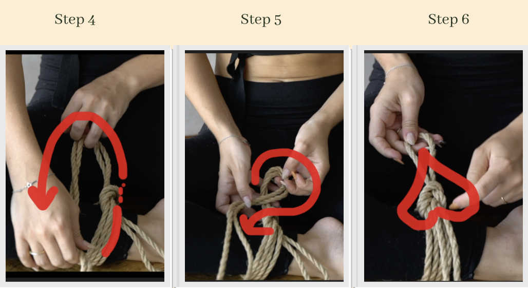 Single column tie steps 4-6 from Shibari Mastery Course by Voudou Ropes