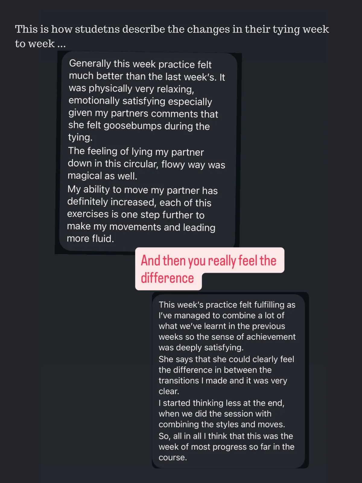 Students describe the changes in their tying week to week