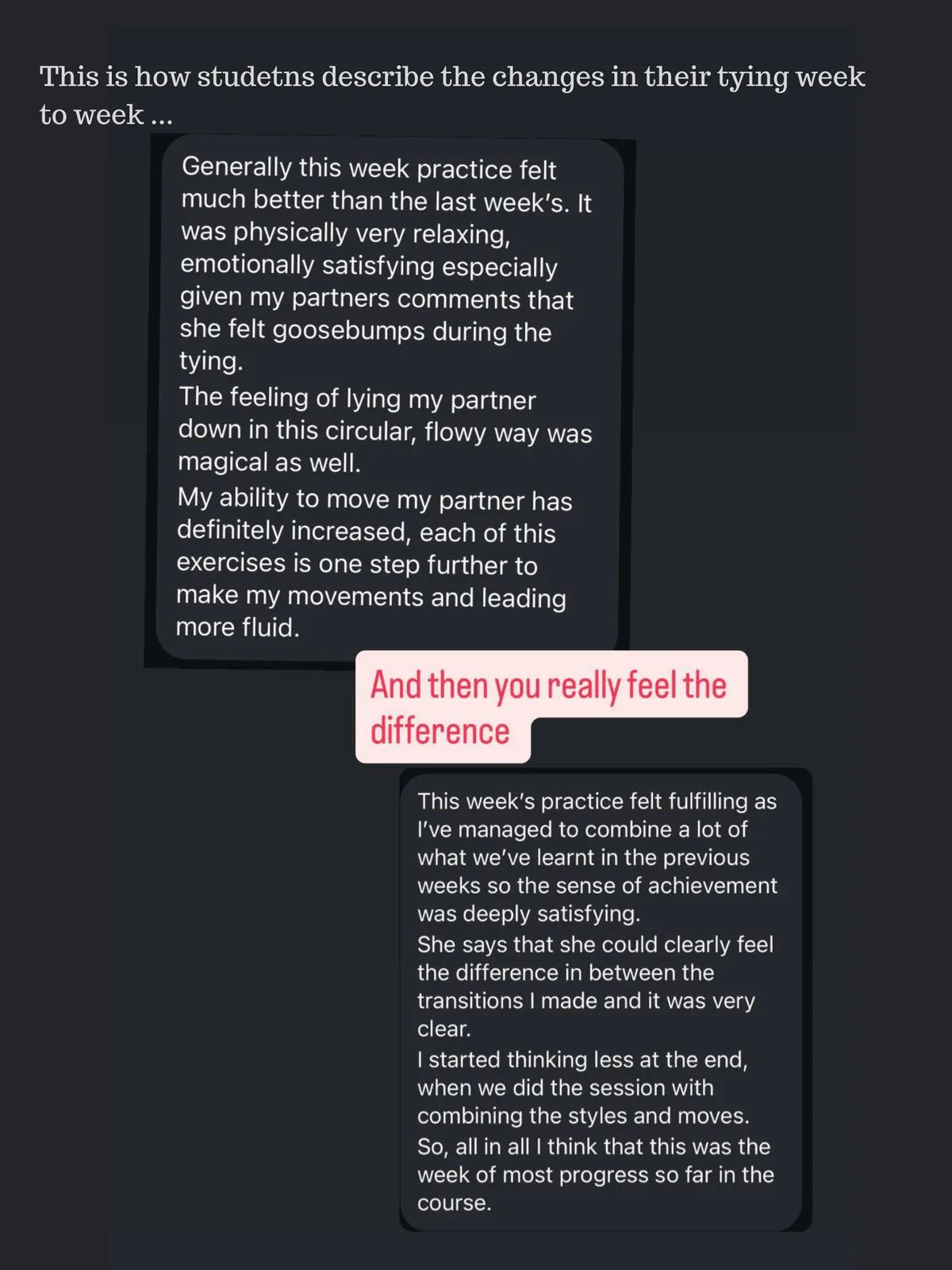 Students describe the changes in their tying week to week