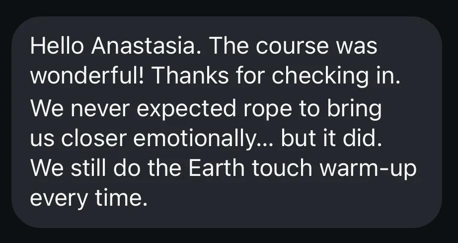 Student message: We never expected rope to bring us closer emotionally, but it did