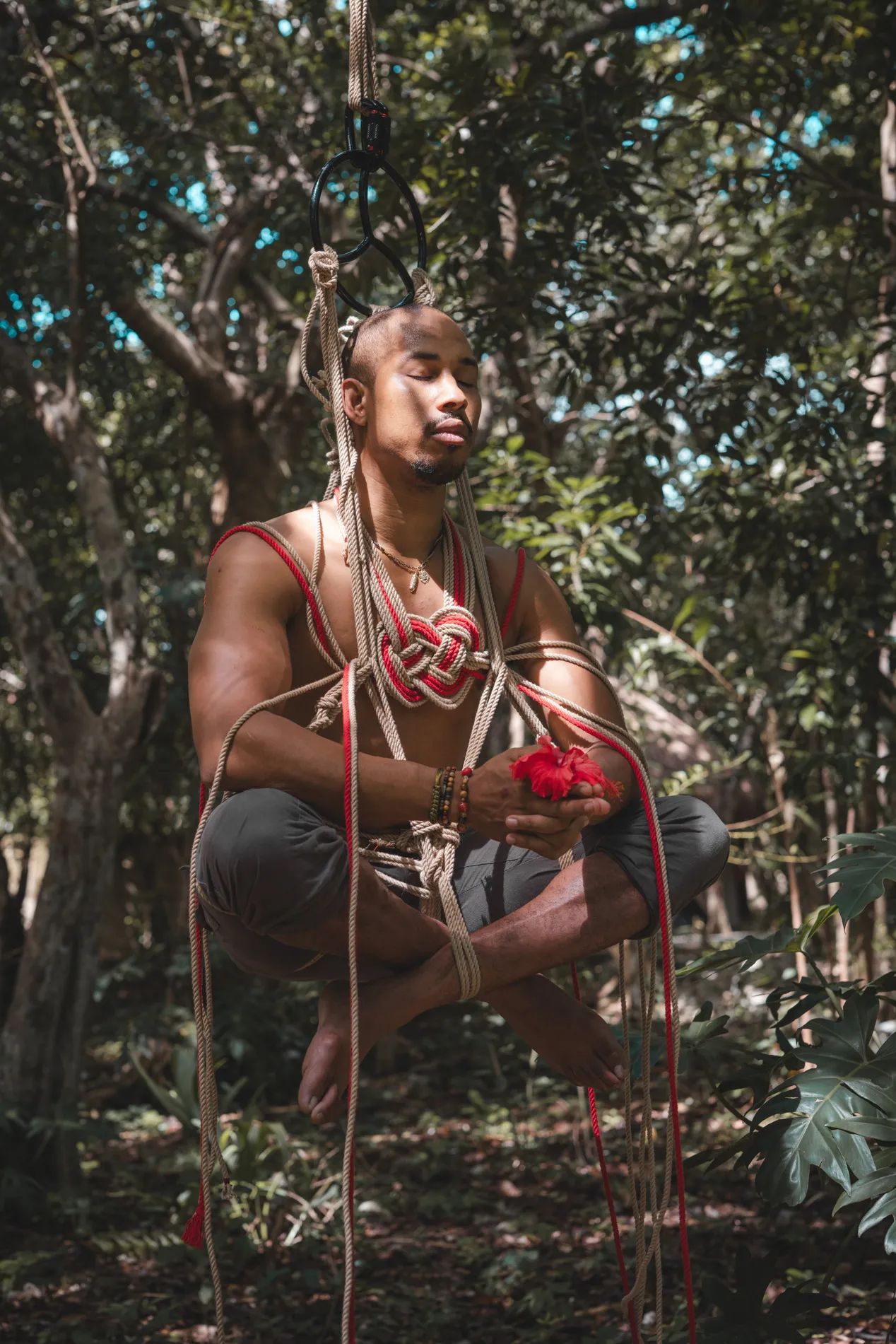 Shibari practice during the retreat
