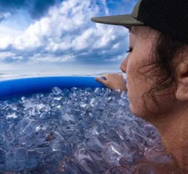 An ice bath and breathwork session