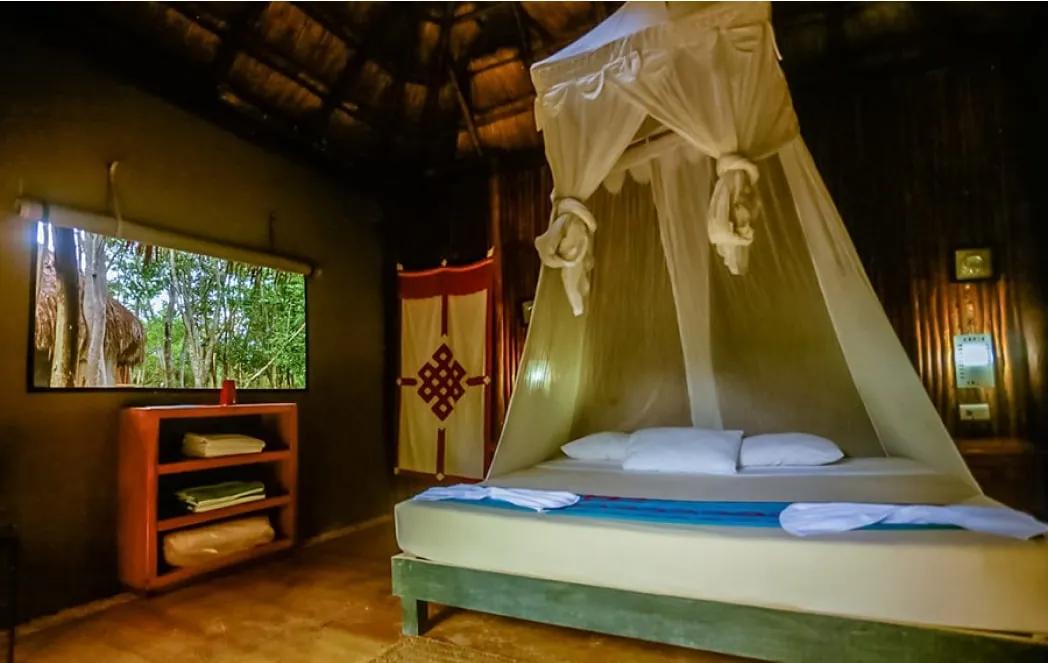 Each glamping has a bathroom, a shower with hot water, sheets, towels, toiletries, and wifi. Domes are fully mosquito-free.